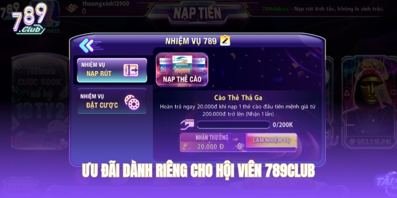 Ưu đãi dành riêng cho hội viên 789CLUB